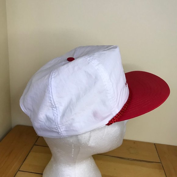 Bar-DE Transportation Embroidered Nylon Trucker Cap Vintage White & Red Brim Hat - Picture 4 of 6